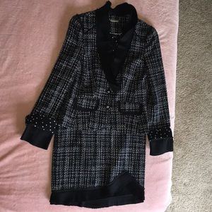 WHBM Black & White Tweed Blazer & Skirt Suit